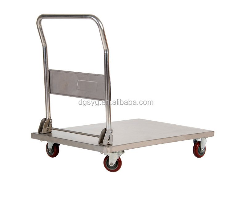 Folding flatbed hand platform trolley