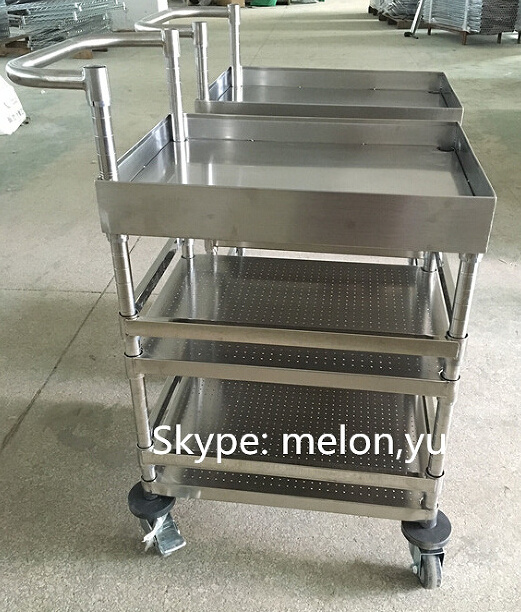 Custom Stainless Steel Medical Trolley/Hospital Stainless Steel Cart