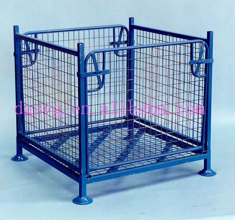 Stackable Mesh Stainless Steel Warehouse Storage Wire Mesh Container Cage Pallet Collapsible Cage Pallets / Stillages