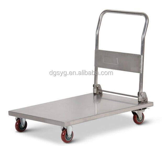 Folding flatbed hand platform trolley