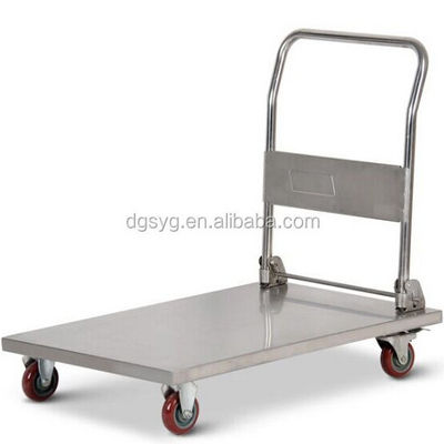 Folding flatbed hand platform trolley