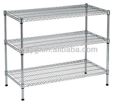 3 tier heavy-duty Bedroom Showroom Display  metal shelf for house  Chrome Adjustable Rack