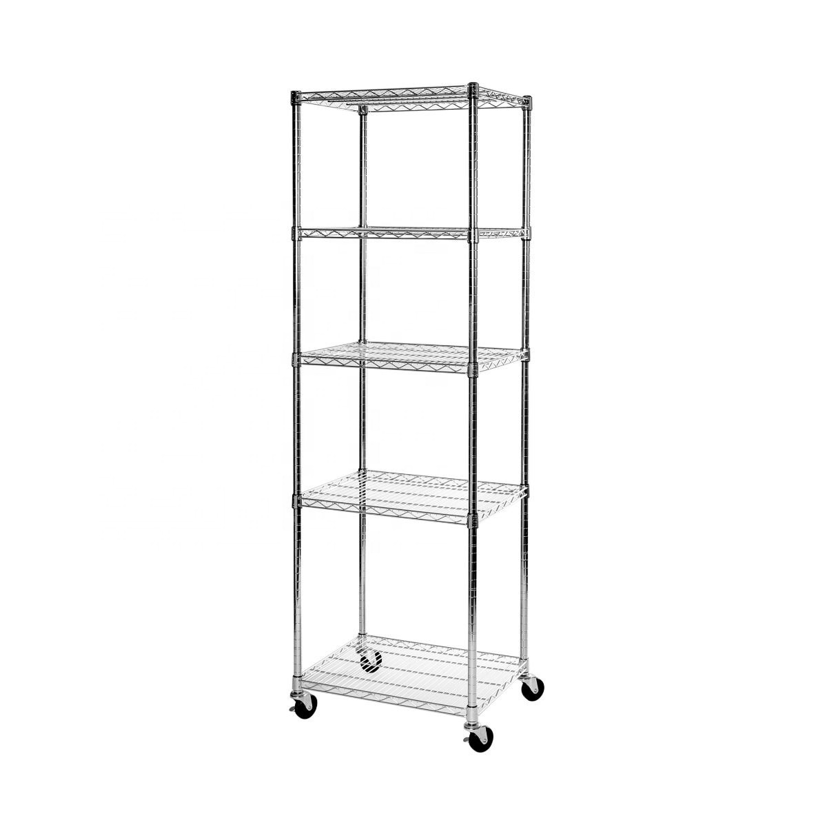 Adjustable Chrome Metal Heavy Duty Wire Shelving Storage Shelf 5 Tiers Rack Metal Stands For Kitchen