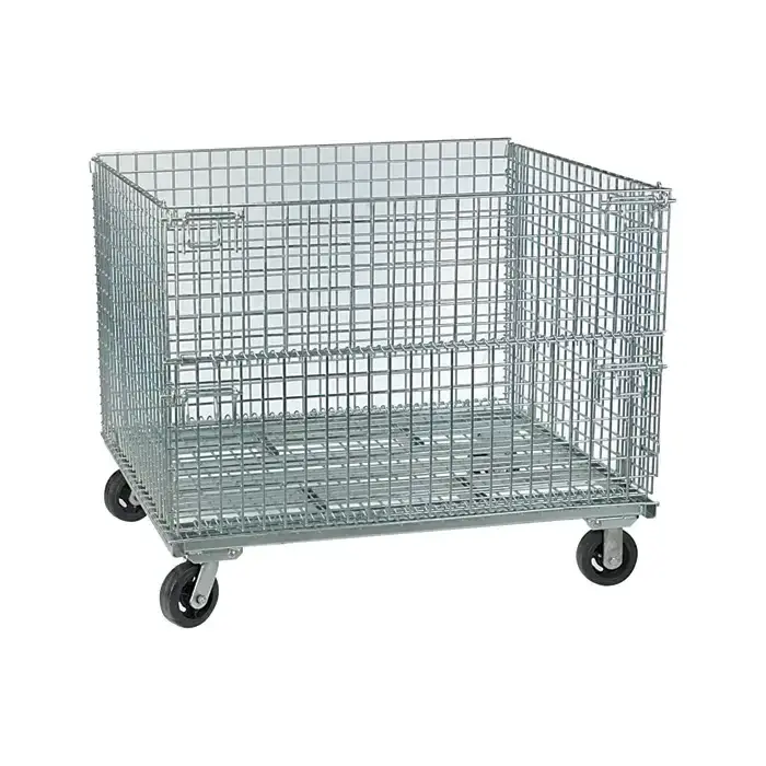 Stackable Mesh Stainless Steel Warehouse Storage Wire Mesh Container Cage Pallet Collapsible Cage Pallets / Stillages