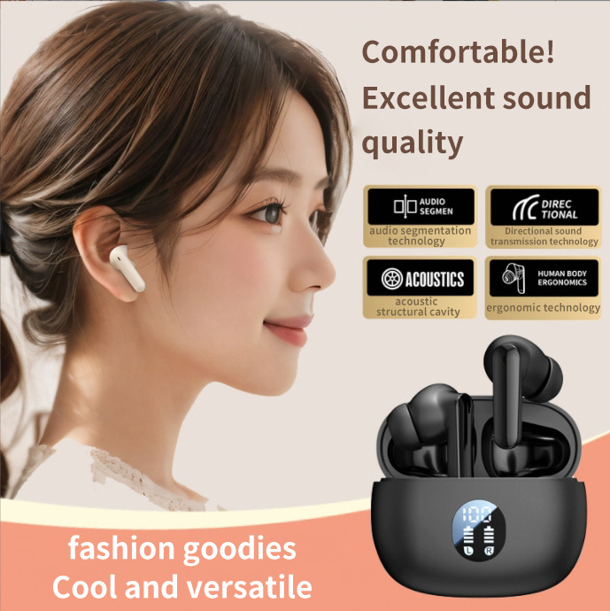 Mobile Earbuds BT Earphone Headphone Air buds Factory OEM With Digital LED Noise Cancelling ANC/ENC Accessories