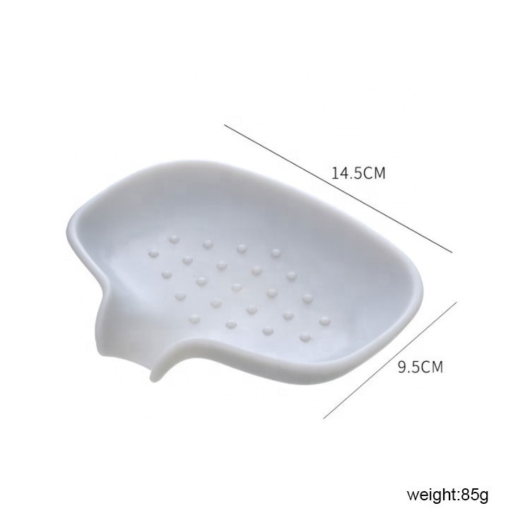 OEM ODM Jabonera 14.5*9.5*1.5cm Self Draining Waterfall Shape travel dish washing soap dispenser Wholesale Silicone Soap Dish