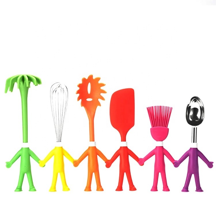 Human Shaped Kitchen Utensils Set 12 Heat-Resistant Non-Stick Kitchen Gadgets/Baking Tools Silicone Spatula Potato Masher Whisk