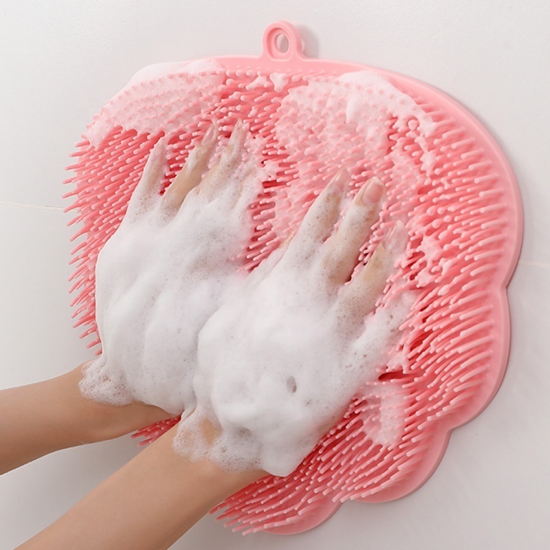 OEM/ODM Bathroom Non-slip Foot Shower Mat Back Foot Scrubber with Suction Cup Massager Brush Body Scrubber Efoliating Mat