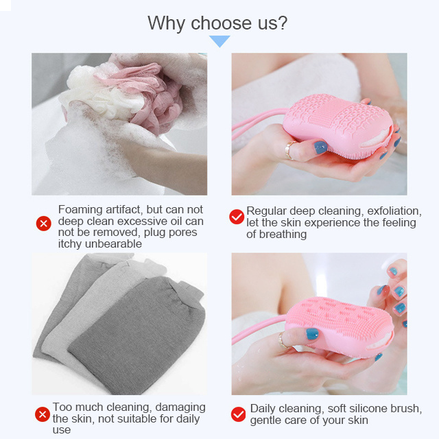 Soft Silicone Scrub Exfoliante Soap Shape Double Sided Facial Body Cleaning bath brushes sponges