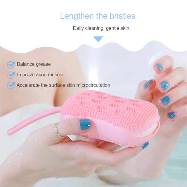 Soft Silicone Scrub Exfoliante Soap Shape Double Sided Facial Body Cleaning bath brushes sponges