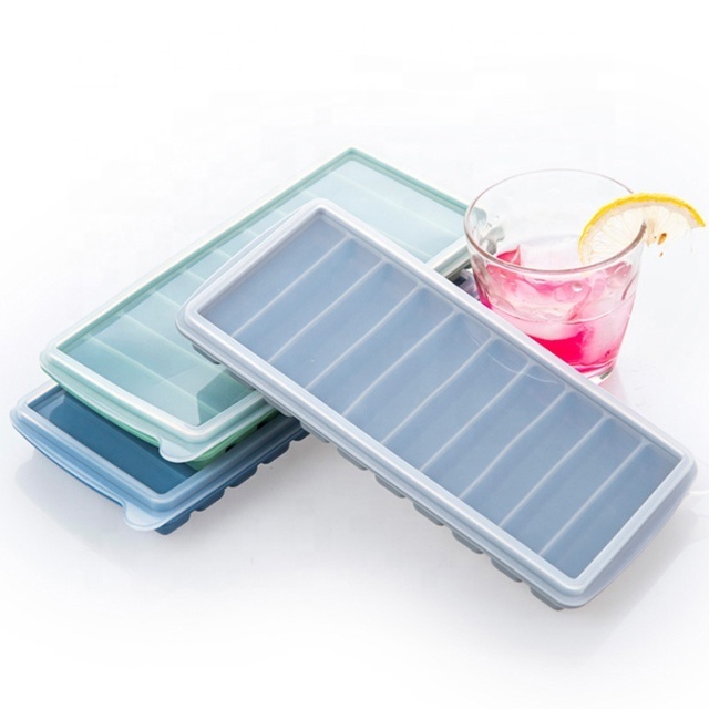 Rectangle With Lid Long Stick Design 10 Grid Silicone Ice Cube Tray