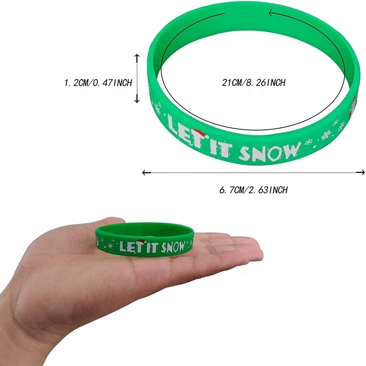 2.63inch Christmas Silicone Bracelets Stretch Rubber Wristband for Holiday Party Decoration Supplies 6 Styles