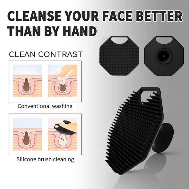 OEM/OEM Octagon Skin Care Wash Soft Silicone Face  Beard Brush Scrubber Exfoliating Brush Face Massager Facial Cleansing Brush