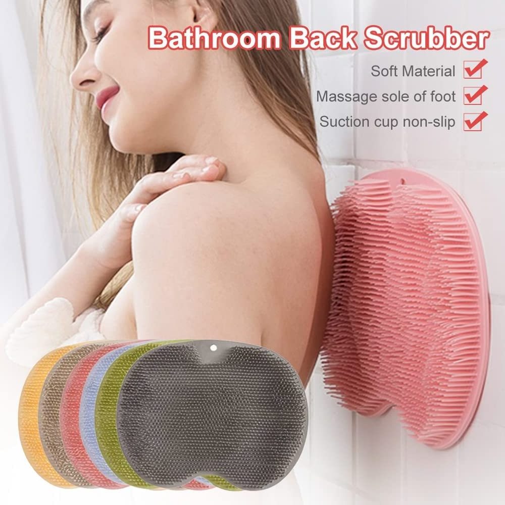 OEM/ODM Bathroom Non-slip Foot Shower Mat Back Foot Scrubber with Suction Cup Massager Brush Body Scrubber Efoliating Mat