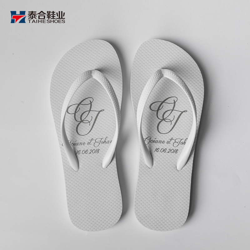 personalized White color women wedding flip flops