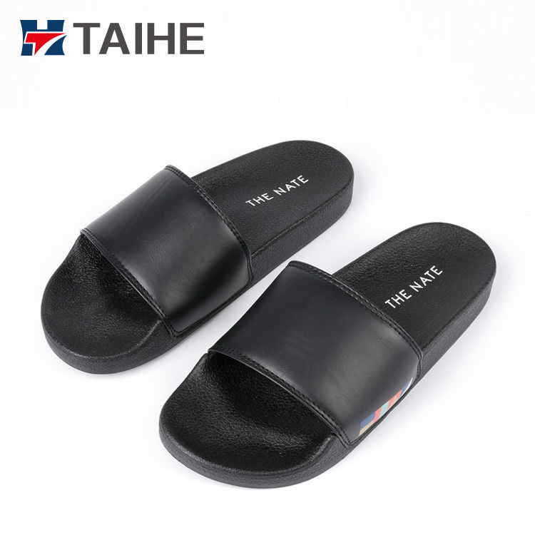 Nice Beach Pu Soft Men Slipper Factory Custom Logo Slide Sandal Flip Flops Wholesale