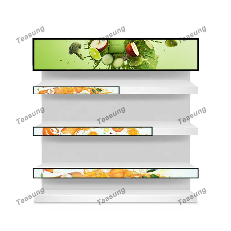 Ultra Wide Commercial Shelf Screen Stretch Bar Lcd 24/19.5inch screens Display Signage Shelf Display hd video player