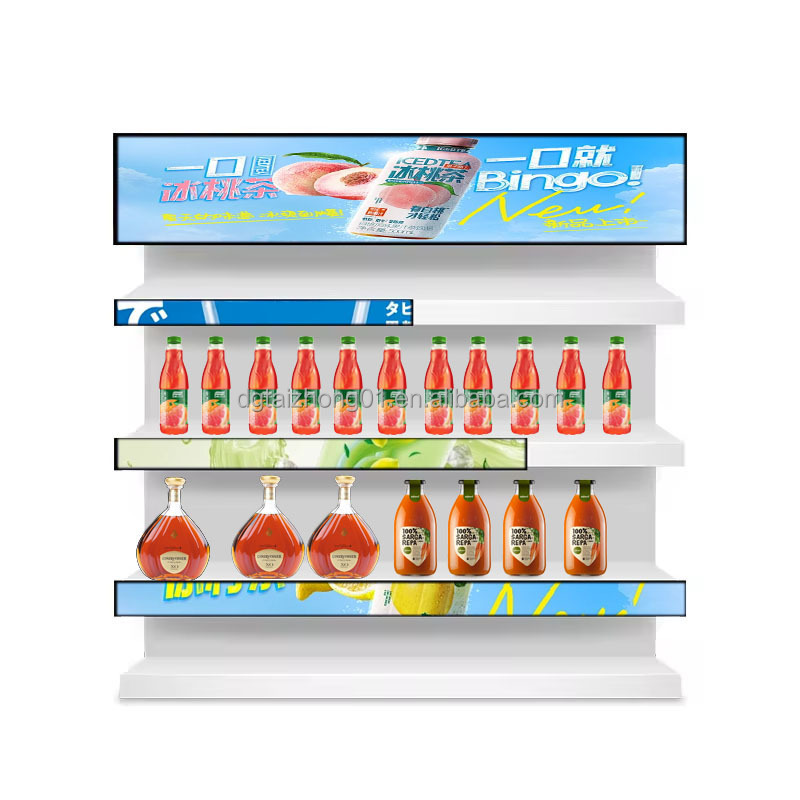 Ultra Wide Bar Shelf Edge Screen Stretched Lcd Display28.1inch Smart Shelf Supermarket Advertising With Cms Software Or Android