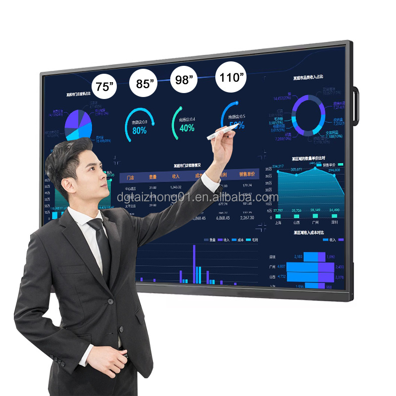 2024New Popular Smart 75inch Smart 4k Ultra Hd Smart digital advertising board Interactive Panel 20 point Dual System for indoor