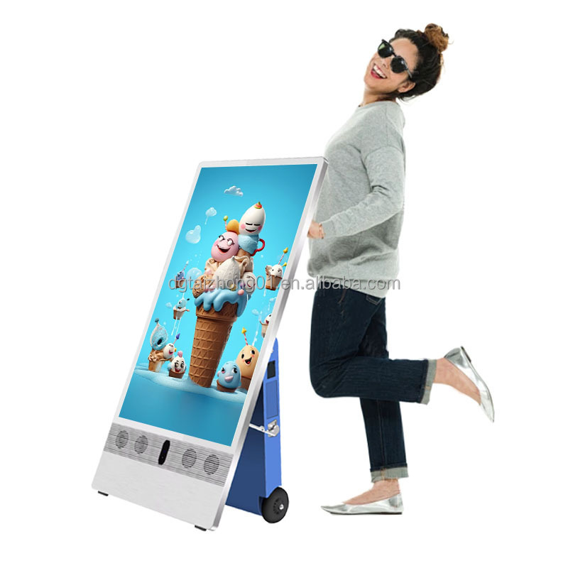 New Arrival 32/ 43Inch Portable lcd/led display screens with battery Outdoor highlight Mobile digital signage advertising screen