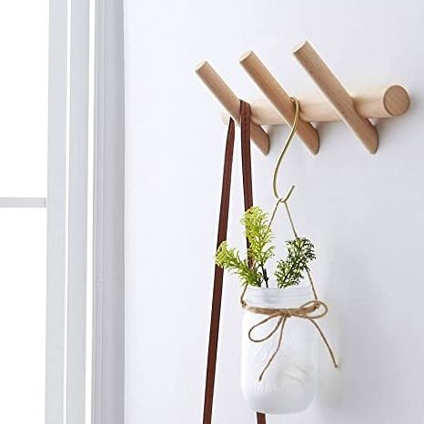 Tailai  Towels Clothes Hanger Wall Mounted Hook for Hanging Towel Coat Hat Bag Beech Wood Natural Wooden Coat Hooks Rack