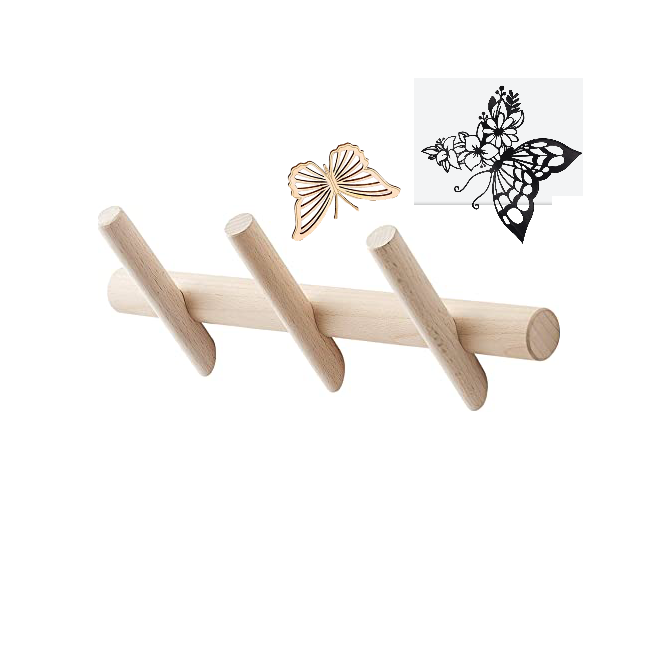 Tailai  Towels Clothes Hanger Wall Mounted Hook for Hanging Towel Coat Hat Bag Beech Wood Natural Wooden Coat Hooks Rack