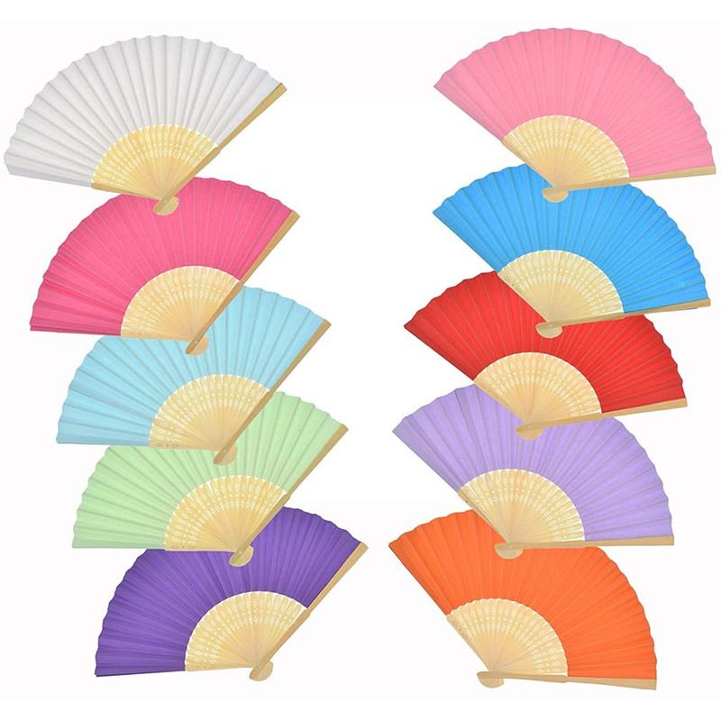 Tailai Bamboo Crafts Multicolor Wooden Hand Fan Chinese Fans Handheld Folded Fan For Wedding Party And Home Decoration