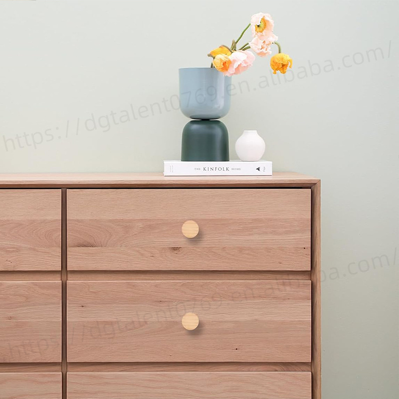 Tailai  Round Wooden Knob with Screws Unfinished Drawer Furniture Cabinet Closet Dresser Pull Handles