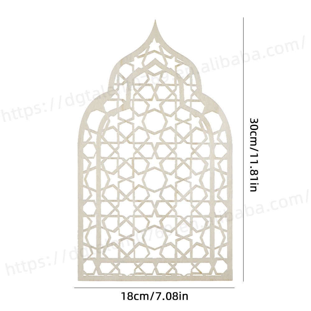 Tailai Ramadan  Decorations Eid Mubarak Decorative  Hanging Sign Wooden Wall Sticker Ramadan Wood Eid Mubarak Decorations