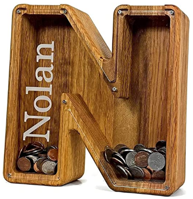 TaiLai Customized Logo Coin Counting Wooden Letters Piggy Bank Product Piggy Bank for Kids Birthday Weeding Mother Gift