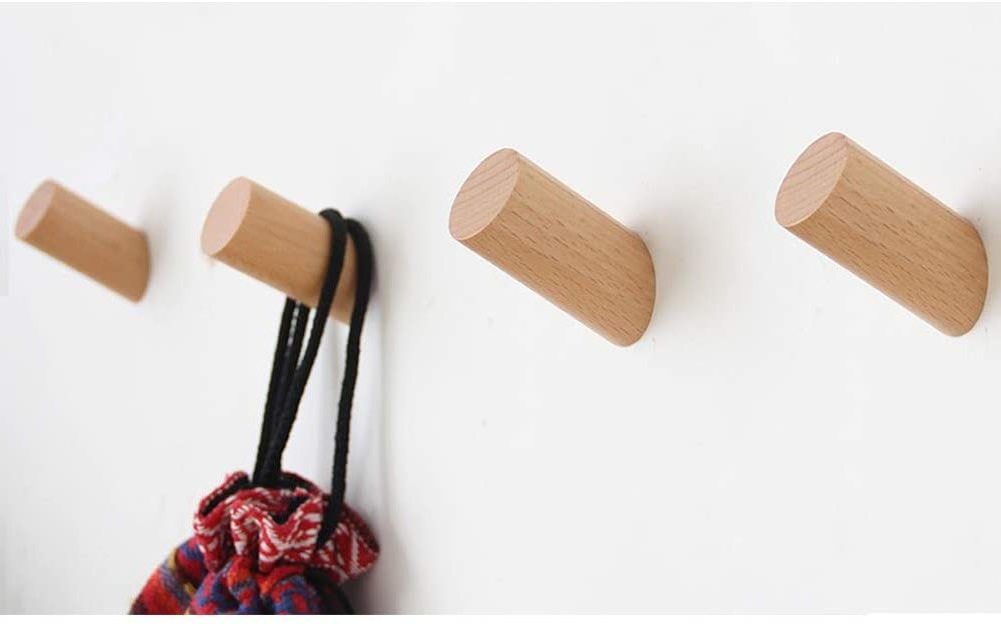 Wall Mounted Rustic Wooden Hooks Heavy Duty Robe Hook Hat Rack Hooks for Bathroom Towels Clothes Hanger