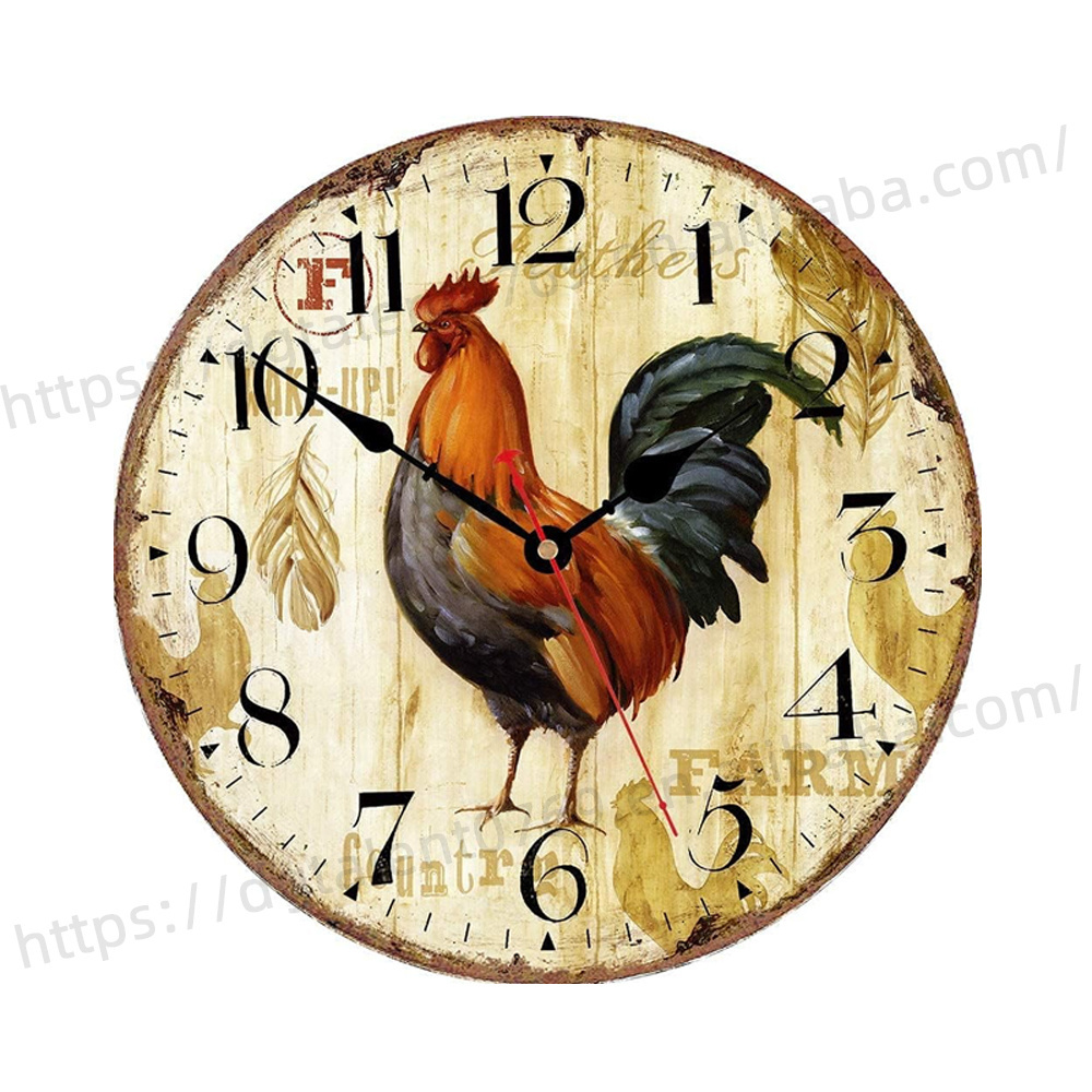 Tailai  OEM European Pastoral Style Custom Home Decoration Wooden Mdf Quiet Mechanism Wall Clock for Living Room Decoration