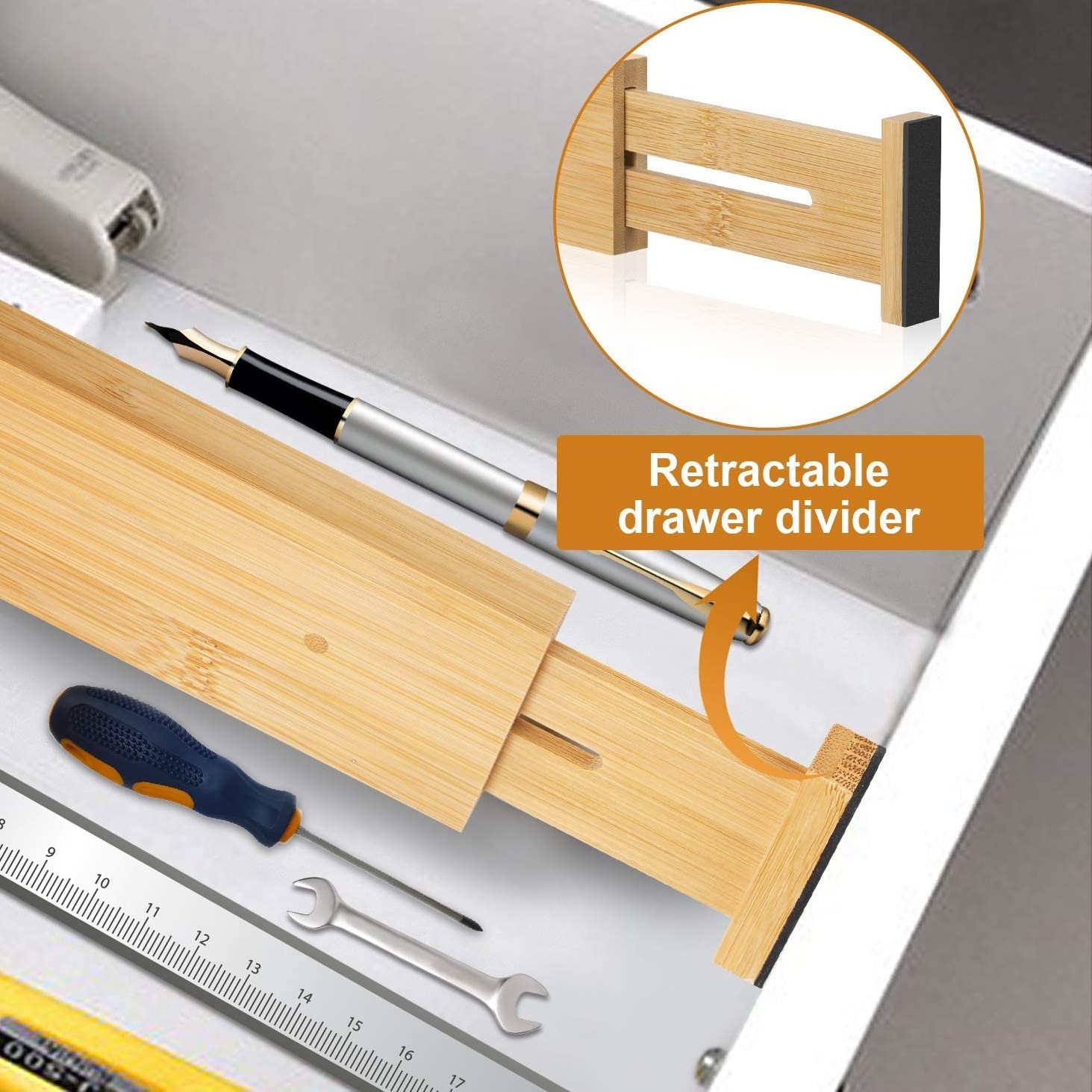 Expandable Wood Bamboo Drawer Dividers  Adjustable Drawer Organizer Separators for Home and Office Desk Closet Organizer