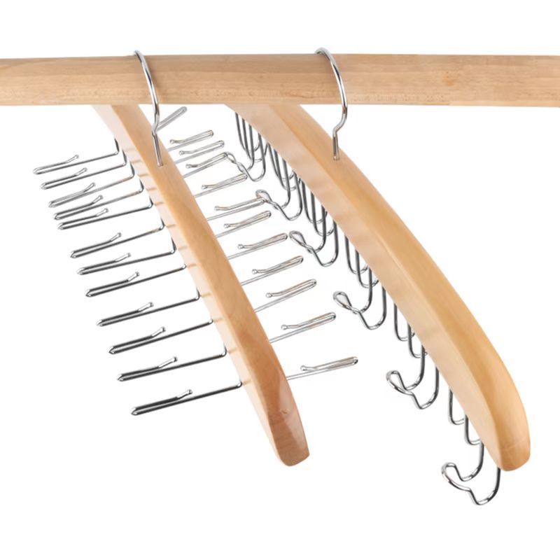 Tailai Wooden Tie Rack Hanging Organizer Boutique for Men Closet Accessories  Suit hangers.