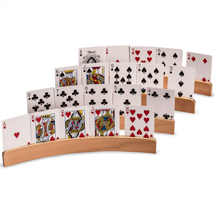 Tailai Dropshipping Wood Curved Playing Card Holder Racks Tray For Kids 13.4 inch With Widen Stable Enough for Bridge Canasta