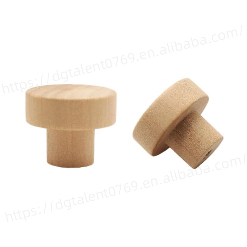 Tailai  Round Wooden Knob with Screws Unfinished Drawer Furniture Cabinet Closet Dresser Pull Handles