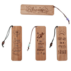 Tailai Custom Laser Engraving Natural Wood Gift Decorate Craft Wood Bookmarks for kids