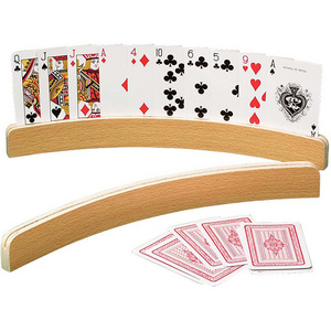 Tailai Panorama Wooden Playing Card Holders Set of 4 Playing Cards Holder Card Games for Kids Adults