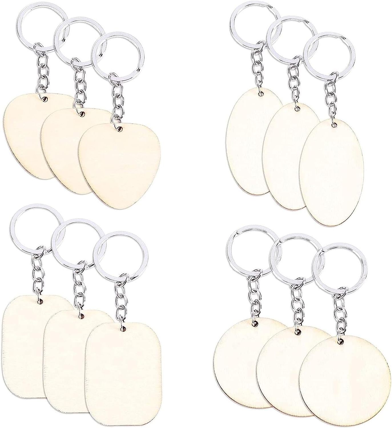 Tailai  Laser Engraving Blanks Unfinished Wood Sign Key Rings for DIY Crafts Christmas Decorations Ornaments