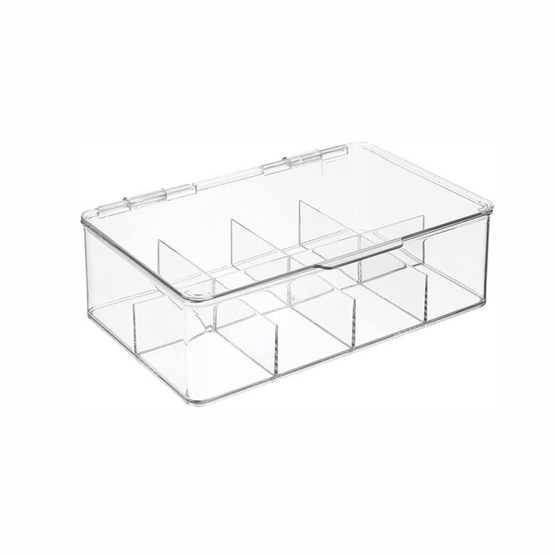 Plastic 8 Compartment Divided Drawer and Closet Storage Bin Organizer with Lid for Scarves Socks Ties Bras and Underwear