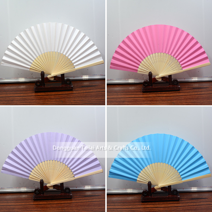 Tailai Bamboo Crafts Multicolor Wooden Hand Fan Chinese Fans Handheld Folded Fan For Wedding Party And Home Decoration