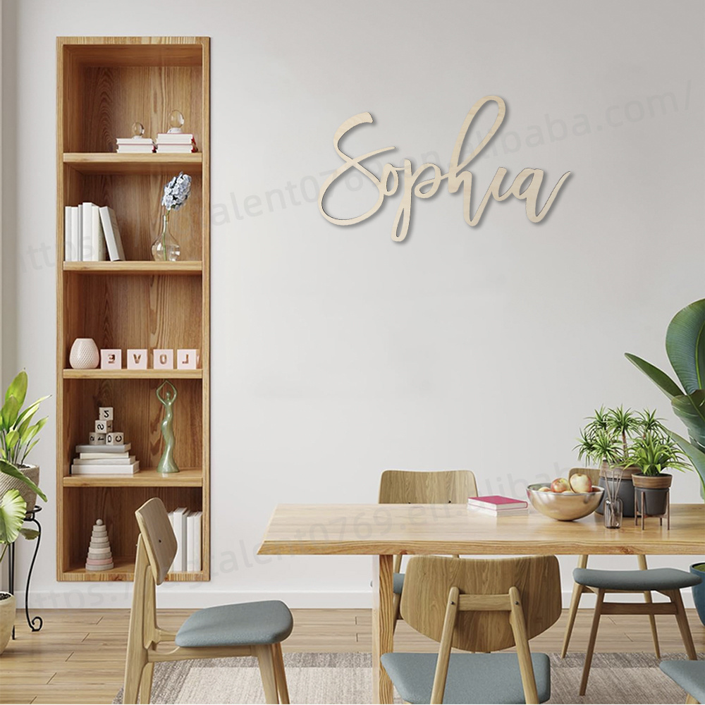 Tailai Laser cutting wooden words Sculpture Hanging Decor Door  Room Decoration Personalized Wooden Name Sign