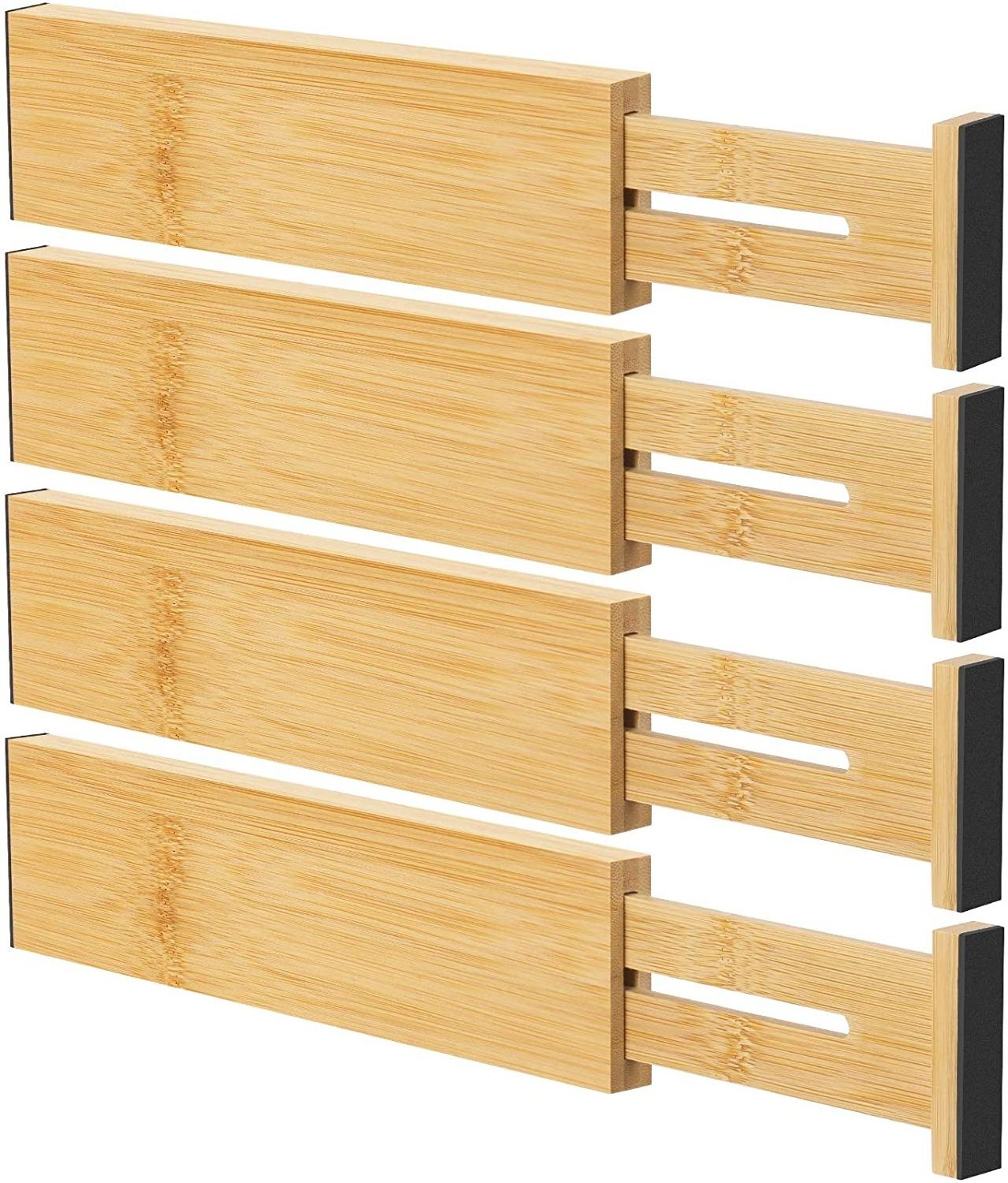 Expandable Wood Bamboo Drawer Dividers  Adjustable Drawer Organizer Separators for Home and Office Desk Closet Organizer