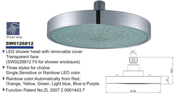 Cheapest Luxury 1 Modes LED Overhead Led Rainfall And Waterfall Bathroom Hand Shower Head