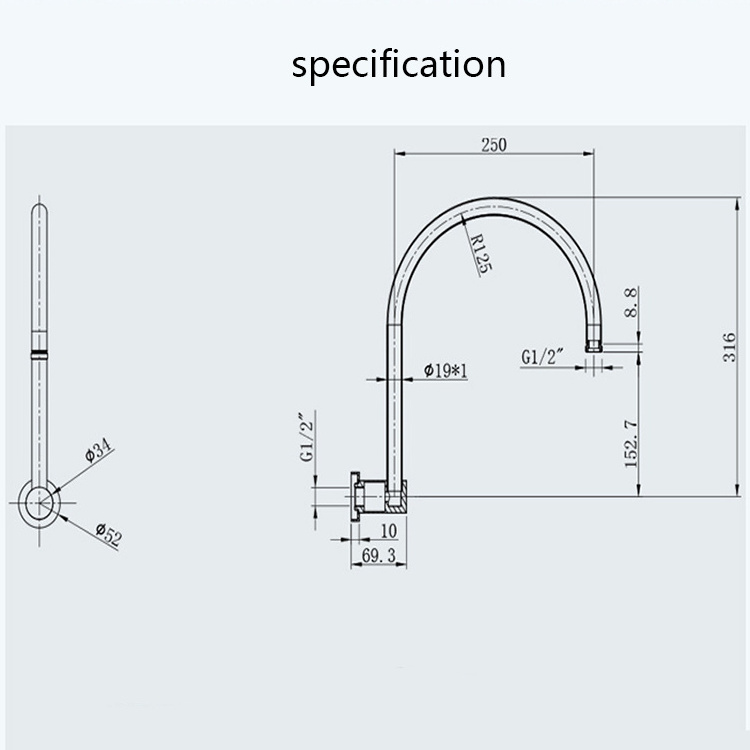 2024 Accept OEM Low MOQ Bathroom Wall Mounted Adjustable Silver Stainless Steel Gooseneck Shower Arm For Shower Head