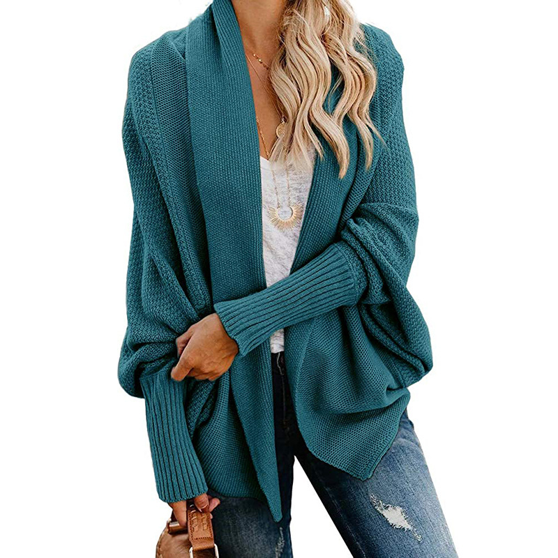 Fashion custom Kimono Batwing Cable Knitted Slouchy Oversized Wrap Cardigan Sweater Womens Plus Size Sweater