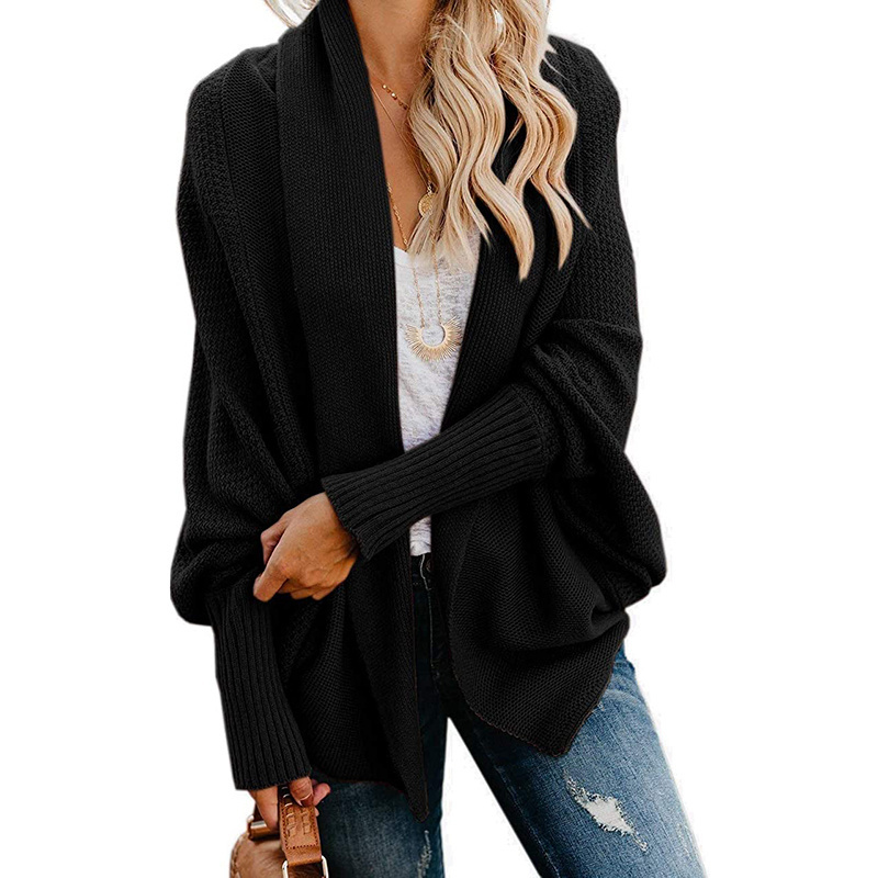 Fashion custom Kimono Batwing Cable Knitted Slouchy Oversized Wrap Cardigan Sweater Womens Plus Size Sweater