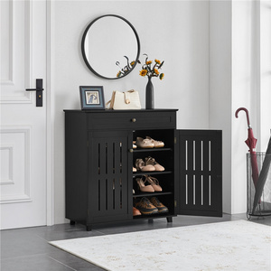 Wholesale cheap multifunctional wooden shoe rack shelf cupboard cabinet black Shoe Cabinet with drawer