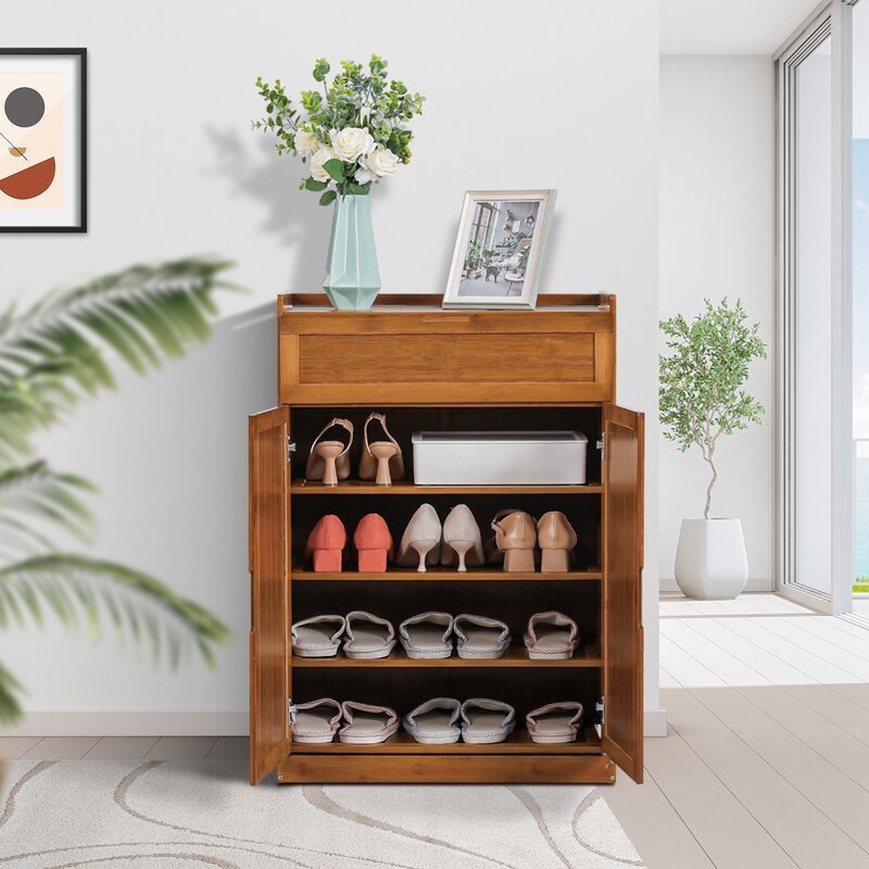 High Quality OEM Shoe Cabinet Home Entrance Bamboo Shoe Cabinet Thin Shoe Cabinet for Living Room