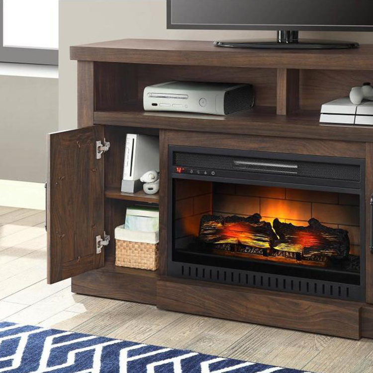 Chic hot sale remote control electric fireplace heater wood burning TV stand fireplaces